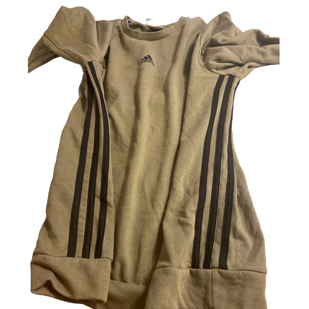 Adidas crew neck sweater, army green with signature three stripes, EUC, $30 - Picture 7 of 7